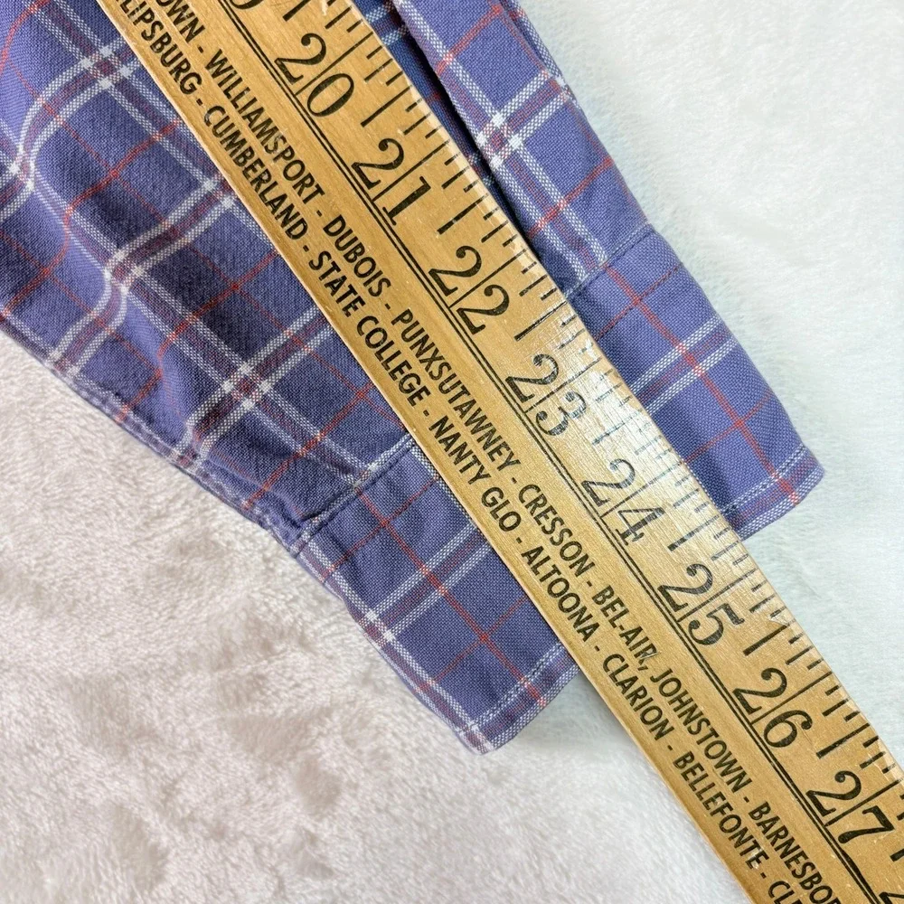 Nautica Button Down Shirt Men Medium Blue Plaid Good Classic Fit Cotton Long Slv